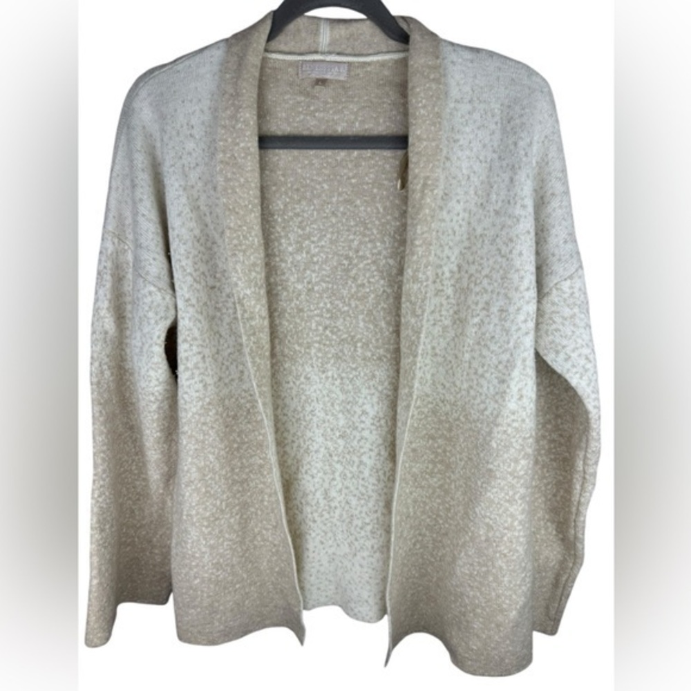 Benedetta B Knitwear open Cardigan Sweater Merino Wool Cashmere beige tan large